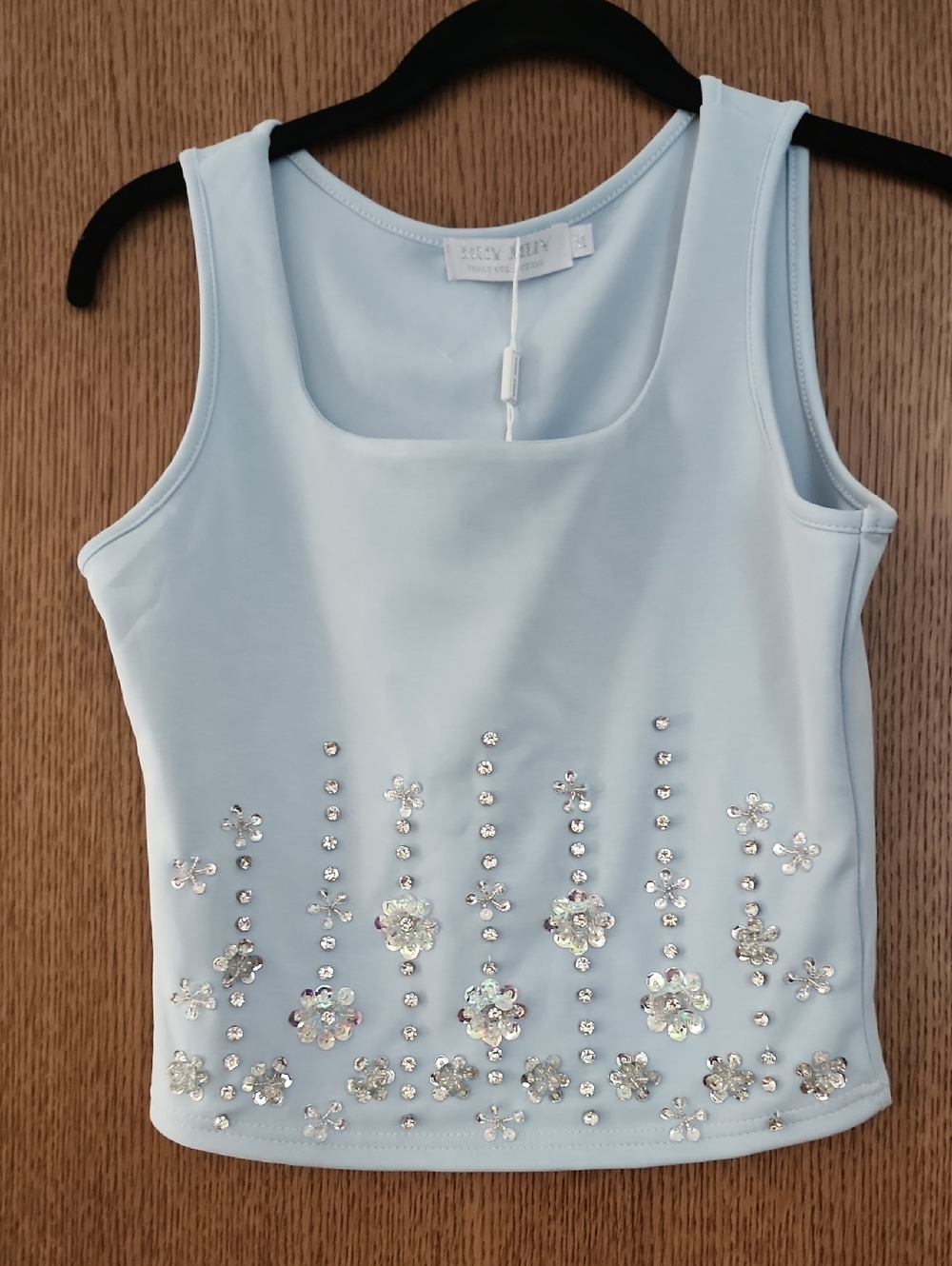 Iridescent  Embellished Tank Top